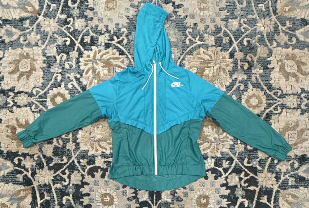 Nike Windbreaker Size M Blue Green Hooded Jacket